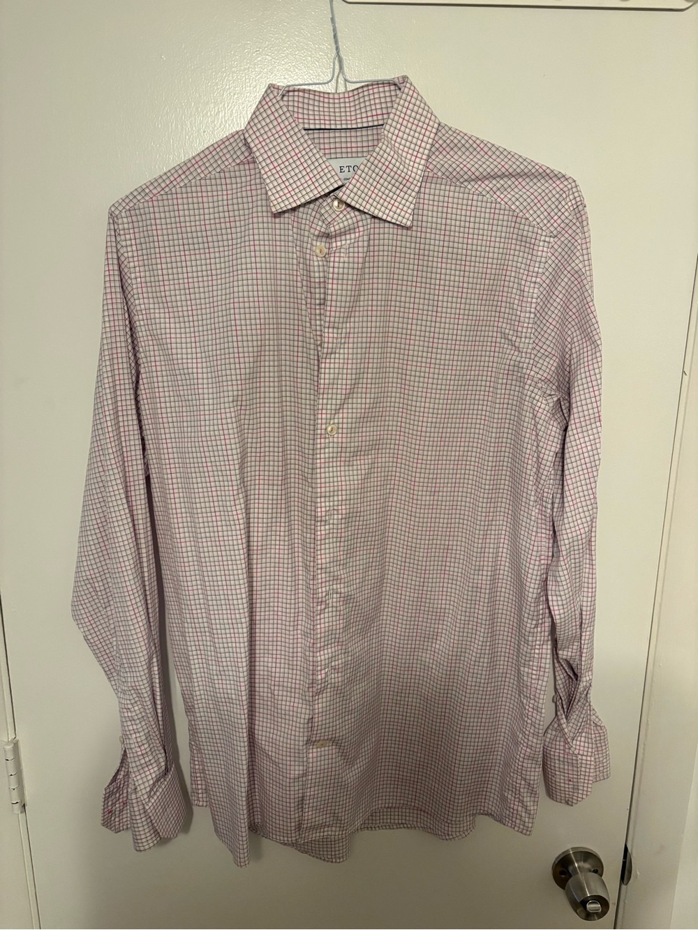 Eton Pink and White Micro-Check Dress Shirt